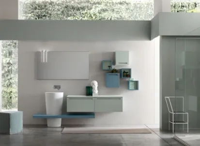 Mobile da Bagno sospeso in laccato opaco The verde Rush 29 di Arcom