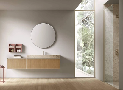 Mobile da Bagno sospeso Shape 21 in rovere di Arcom