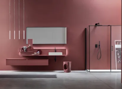 Mobile da Bagno sospeso di design Dafne 01 in laccato opaco di Arcom