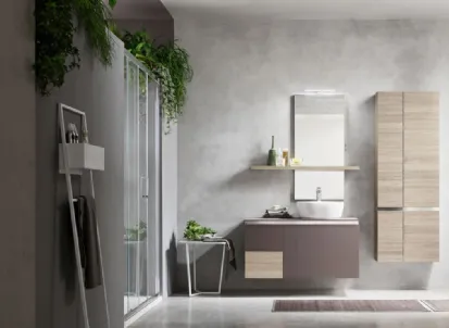 Mobile da Bagno sospeso in laccato opaco e melaminico E-Gò 04 di Arcom