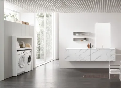 Mobile Bagno da lavanderia in melaminico effetto marmo I-WASH 06 di Arcom