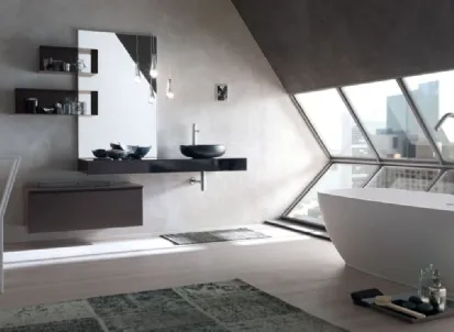 Mobile da Bagno sospeso laccato Fumo di Londra opaco La Fenice 17 di Arcom
