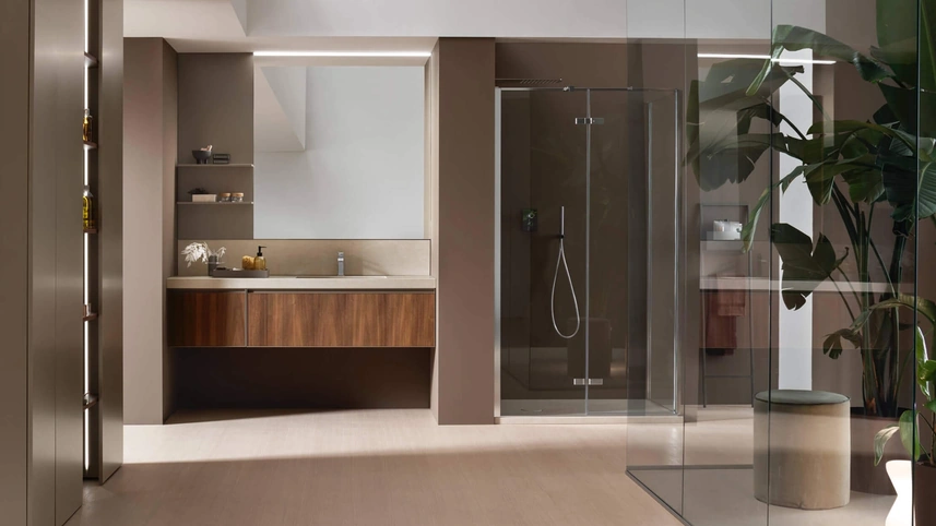 Mobile da Bagno sospeso Shape 25 in noce di Arcom