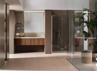 Mobile da Bagno sospeso Shape 25 in noce di Arcom