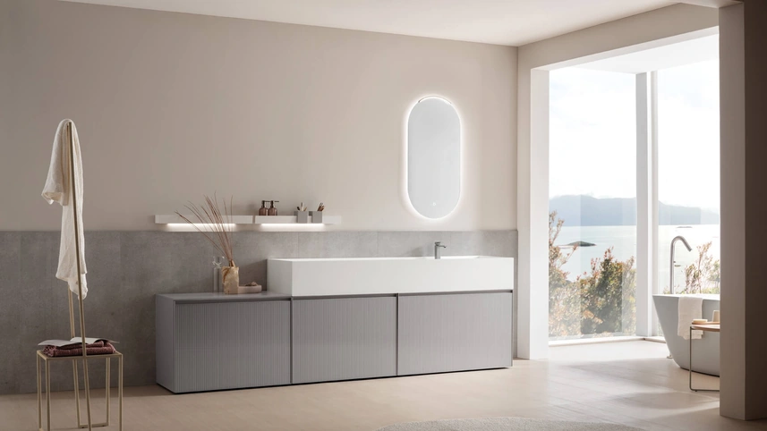 Mobile da Bagno in vetro laccato Shape 31 di Arcom