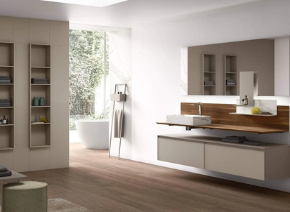 Mobile da Bagno sospeso Shape 32 in vetro laccato di Arcom