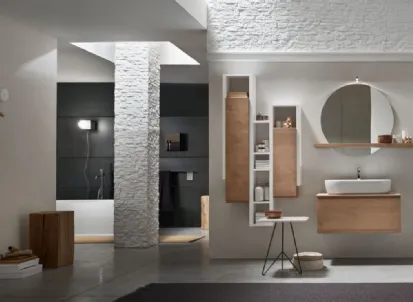 Mobile da Bagno sospeso in rovere naturale Soul 01 di Arcom