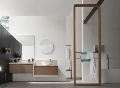 Mobile da Bagno sospeso in Rovere con top color Sabbia Soul 05 di Arcom