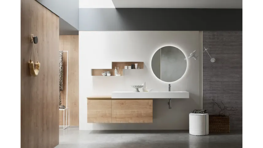 Mobile da Bagno sospeso in Rovere naturale Soul 69e di Arcom