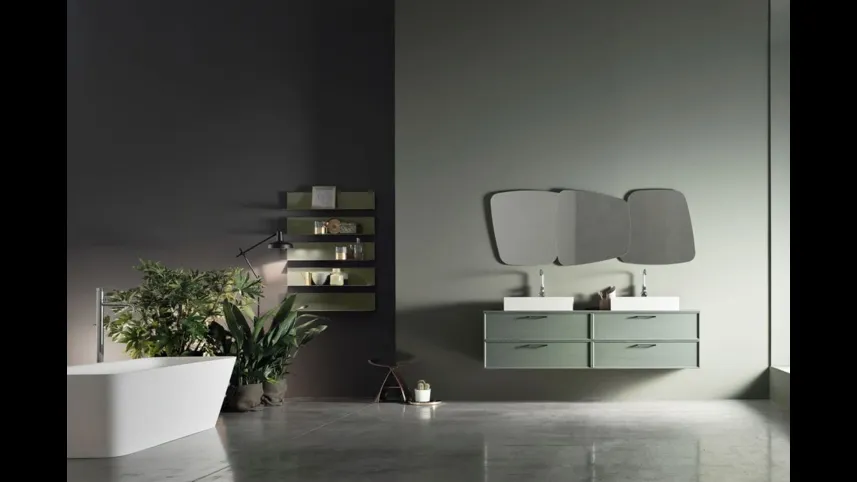 Mobile sospeso a 4 cassetti in Frassino Rosmarino Vanity 03 di ArcomR