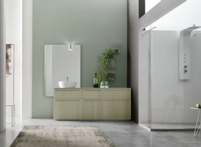 Mobile da Bagno sospeso laccato Taupe opaco Gold 10 di Arcom