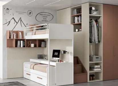 Cameretta 106 a soppalco con letto scorrevole di Ferrimobili