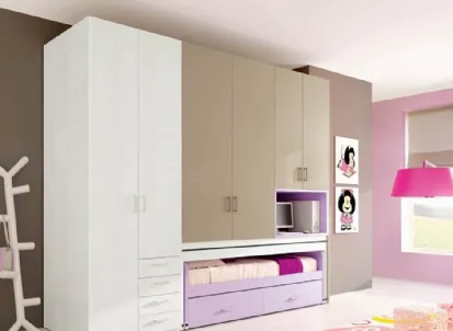 Cameretta per Ragazze 609 a ponte salvaspazio con letto e scrivania estraibili di Ferrimobili