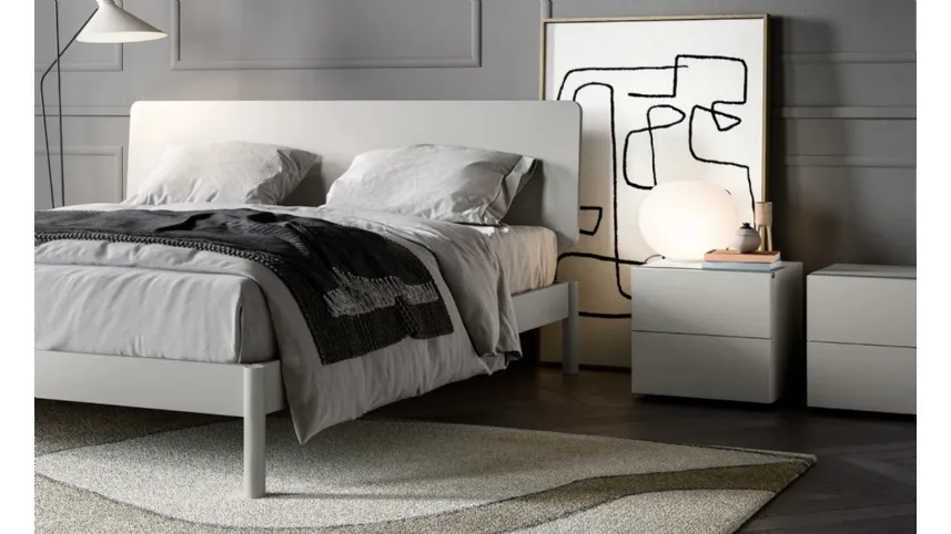 Letto matrimoniale laccato opaco con testiera Eden di Dielle Modus