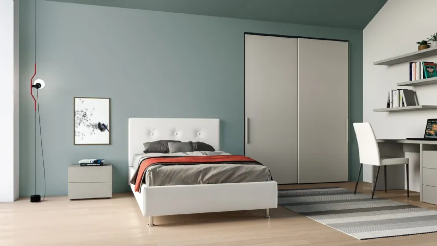 Letto a una piazza e mezza in ecopelle con testiera Eros di SantaLucia