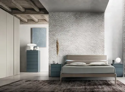 Letto matrimoniale finitura Matwood Grey con testiera Grecale di SantaLucia