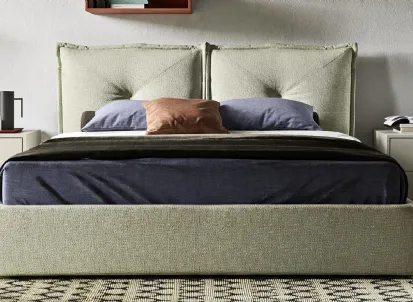 Letto imbottito in tessuto con testiera reclinabile Rain di Mab