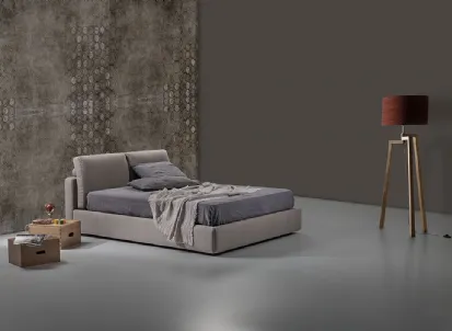 Letto matrimoniale imbottito con poggiatesta cilindrici retro cuscino Samiol di Excò