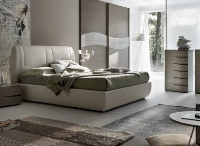 Letto in ecopelle imbottito con testiera Soft di Maronese Acf