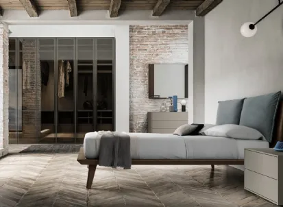 Letto impiallacciato con testiera Talak di SantaLucia
