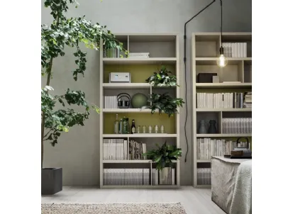 Libreria Spalla SA1563 in melaminico Frassino juta e laccato opaco Iguana di Maronese Acf
