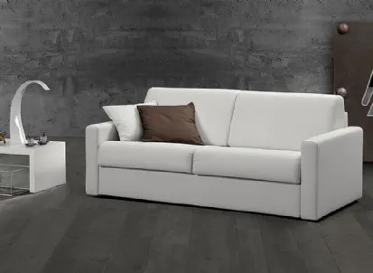Divano Letto lineare a due posti in tessuto chiaro Dodò di Excò