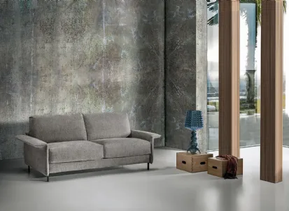 Divano Letto di design lineare in tessuto color tortora Fez di Excò
