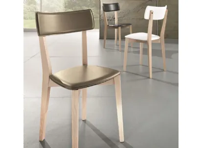 Sedia Ginger S132 in cuoio e legno di Friulsedie