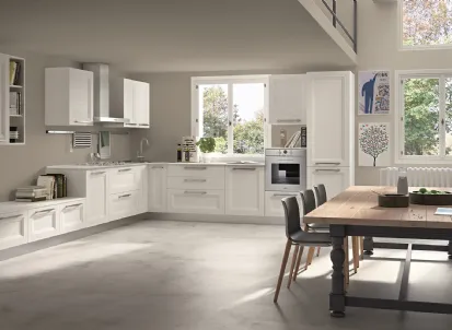 Cucina Classica angolare Alba in Frassino finitura Bianco di Essebi