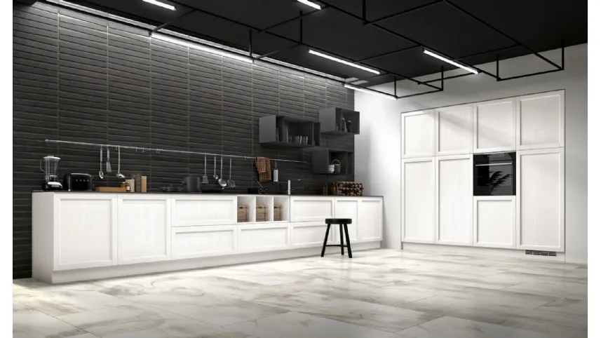 Cucina Classica Primula angolare in legno di Frassino finitura Bianco di Essebi