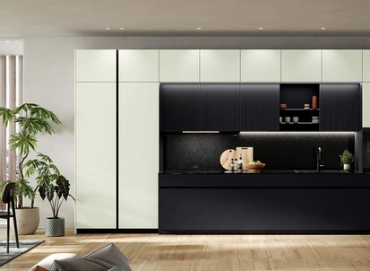 Cucina Moderna lineare Altea Composizione 05 in vetro lucido di Prima Cucine