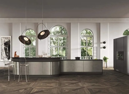 Cucina Moderna con isola Progetto Sistema Laccato 01 di Ar-Tre