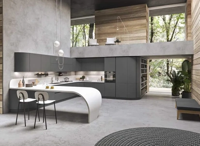 Cucina Moderna con penisola Progetto Sistema Laccato 04 di Ar-Tre