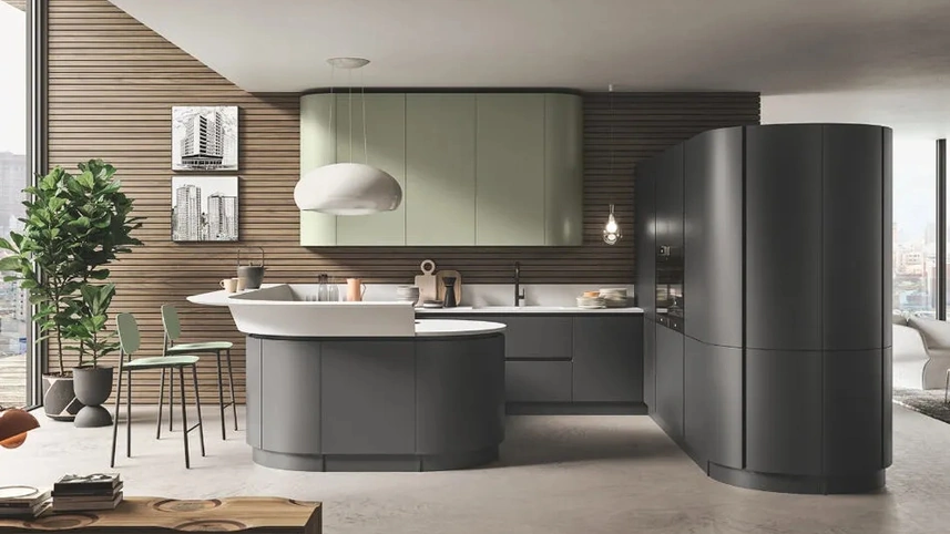 Cucina Moderna con penisola Progetto Sistema Laccato 06 di Ar-Tre