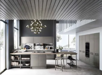 Cucina Moderna in legno laccato con penisola Zoe Evolution 04 di Ar-Tre