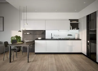 Cucina Moderna angolare con penisola Clio Composizione 02 di Prima Cucine