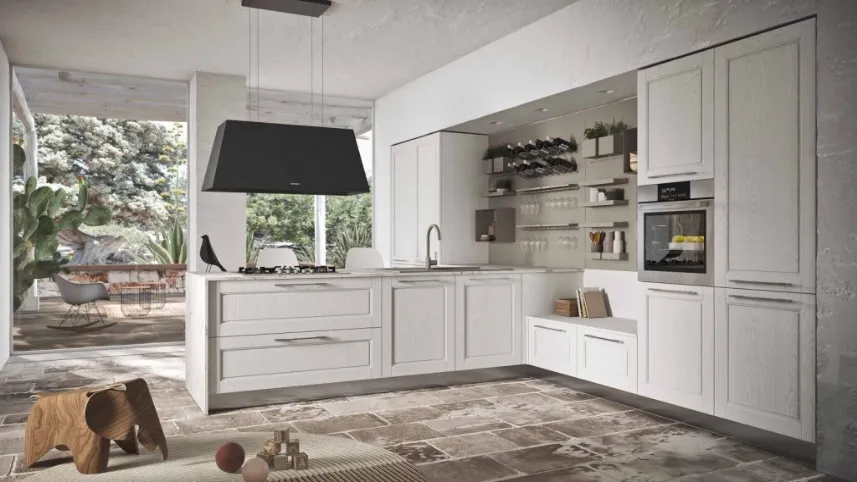Cucina Moderna in legno laccato con penisola Cloe 01 di Ar-Tre