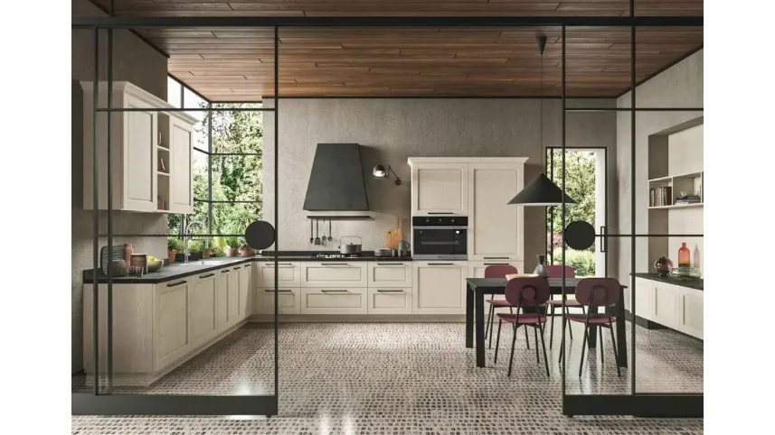 Cucina Moderna angolare in legno laccato Cloe 05 di Ar-Tre