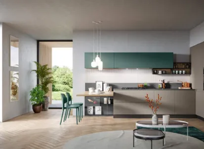 Cucina Moderna angolare con penisola Fly Composizione 03 di Prima Cucine