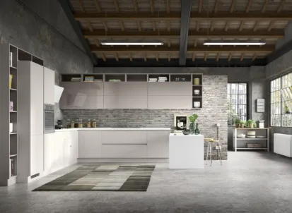 Cucina Moderna angolare con penisola Gloss composizione 06 di Essebi