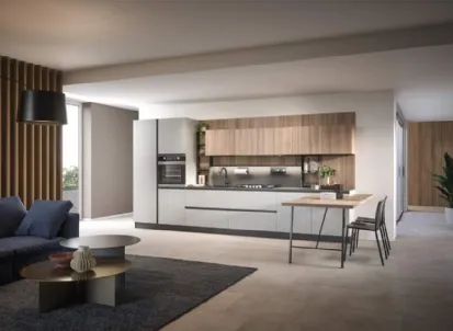 Cucina Moderna lineare con penisola Hera Composizione 01 di Prima Cucine