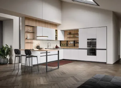 Cucina Moderna angolare con penisola Hera Composizione 03 di Prima Cucine