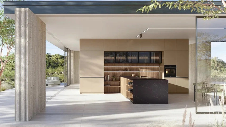 Cucina Moderna con penisola I Naturali 01 in laccato e legno di Ar-Tre