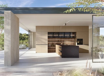 Cucina Moderna con penisola I Naturali 01 in laccato e legno di Ar-Tre