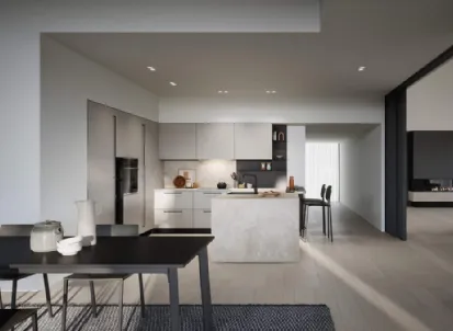 Cucina Moderna laccata opaca con penisola Luce Composizione 04 di Prima Cucine