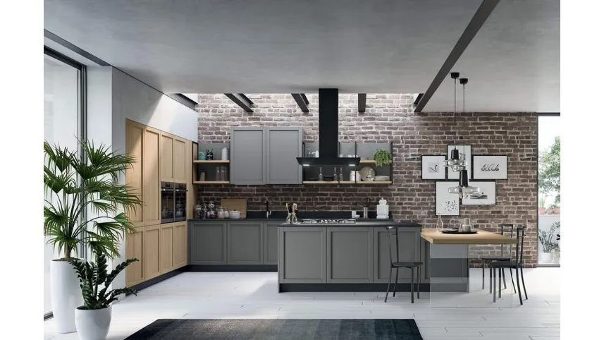 Cucina Moderna Noah Composizione 01 in legno laccato di Prima Cucine