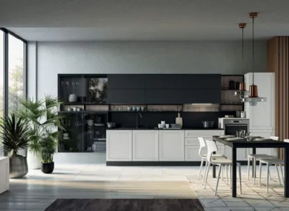 Cucina Moderna lineare Noah Composizione 05 in legno laccato di Prima Cucine