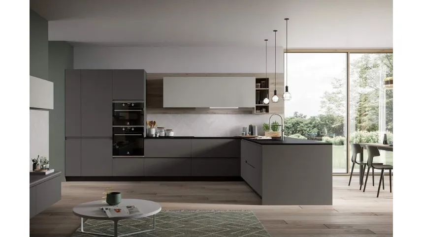 Cucina Moderna con penisola Fly Composizione 02 di Prima Cucine