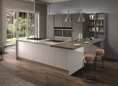 Cucina Moderna con penisola Seta composizione 02 di Essebi