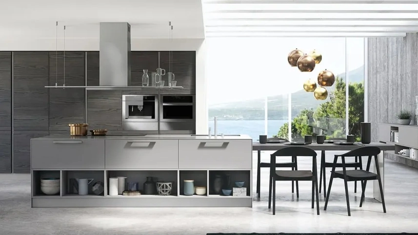 Cucina Moderna in legno laccato con isola Zoe 04 di Ar-Tre